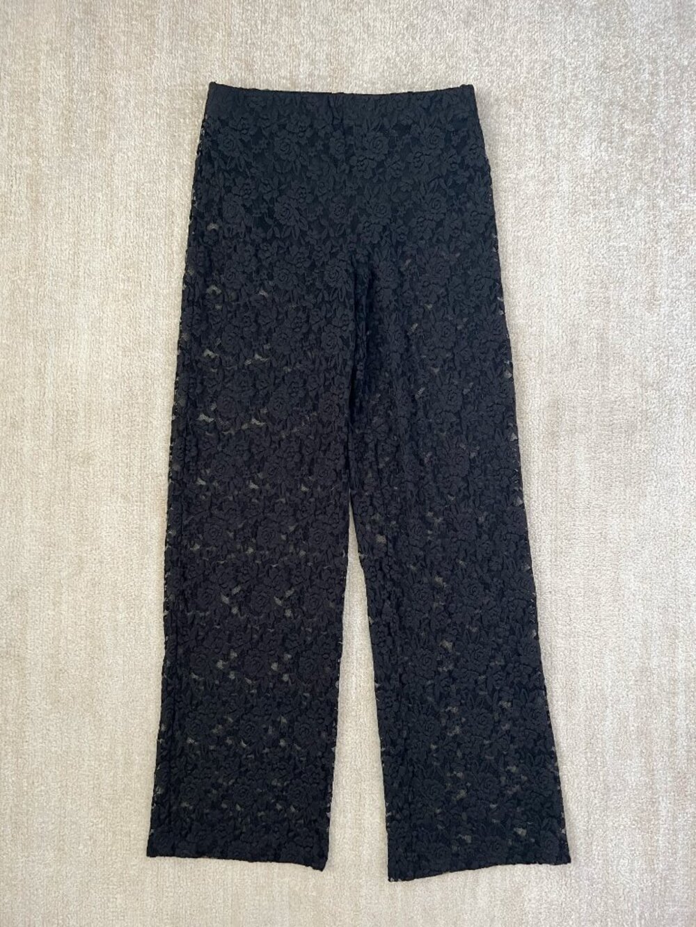 Mimosa Wide Leg Black Lace Boho Pull On Pants M